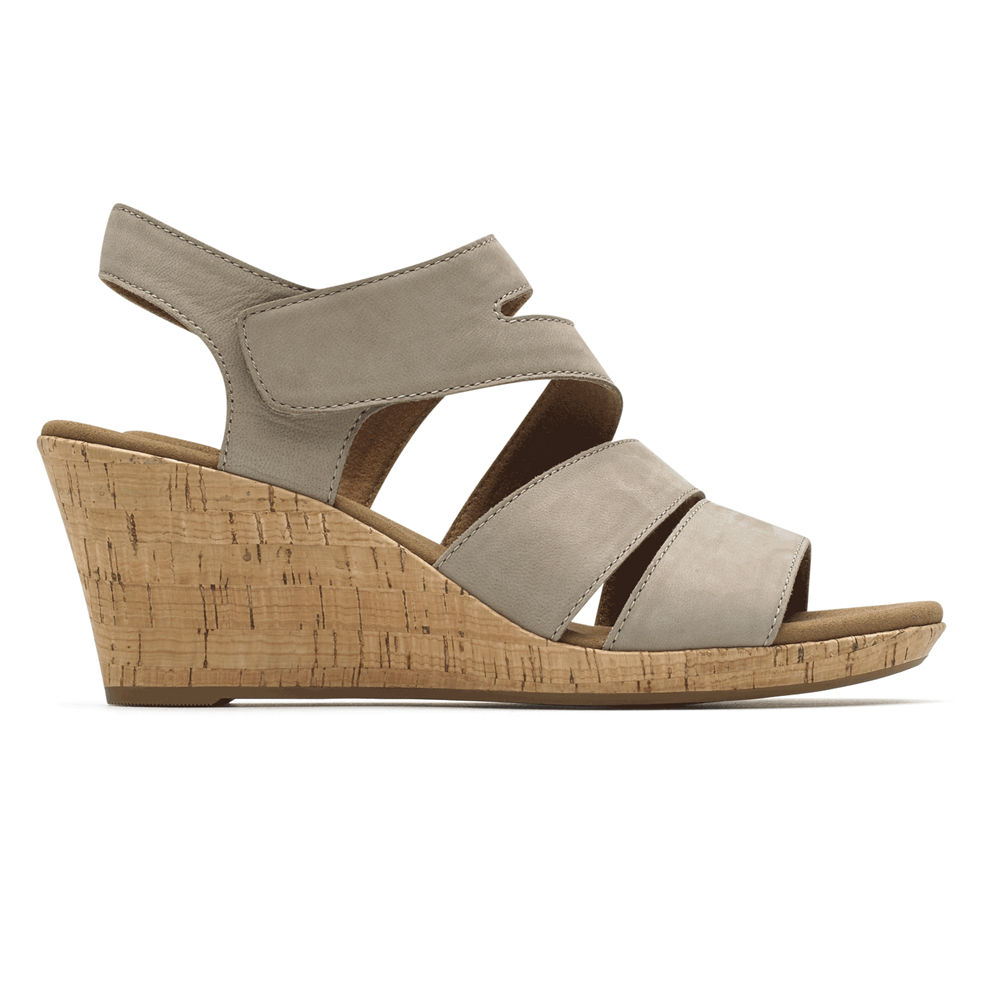 Sandálias Rockport Mulher Cinzentas - Briah Strappy Wedge Comfort - 07561RQCW